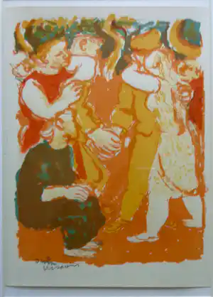 Maurice Savin - L'HEURE DE LA DANSE / KLEURLITHO / 48x38cm / KADER / SIG / 1963 verkocht voor € 35!