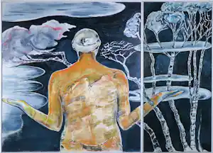 Sophie Mellema - Acryl op paneel, Tweeluik zonder titel- Ingelijst kopen? Bied vanaf 80!