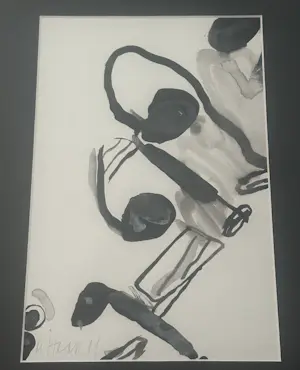 Jurjen de Haan - Abstracte compositie met gebogen lijn, 1999 kopen? Bied vanaf 70!