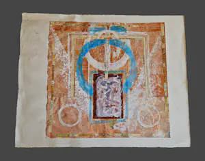 Marijke Stultiens - Limburgs (textiel) kunstenares - bijzondere jaren 90 papier- collage - gesignrd kopen? Bied vanaf 52!