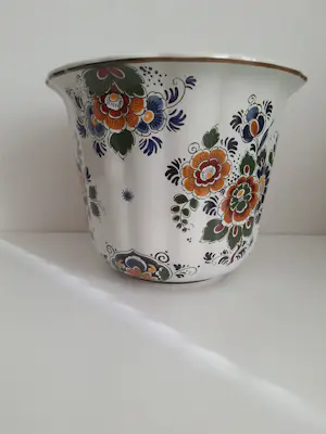 Plateelbakkerij Flora - Fraaie grote (planten)pot, handbeschilderd kopen? Bied vanaf 25!