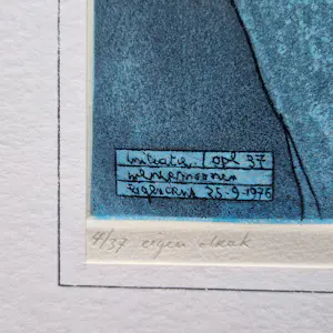 Werner Moonen - 1976 - in kleine oplage (37) gemaakte kleuren Ets "initiatie" gesigneerd kopen? Bied vanaf 62!