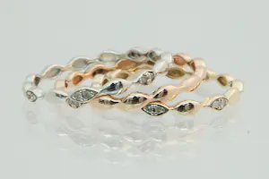 33-Drie Elegante 9Krt rosé & wit & geel dames ringen - met diamant kopen? Bied vanaf 100!
