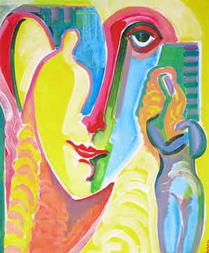 Joe Wols - Acryl op papier, Angel at the westside window verkocht voor € 35!