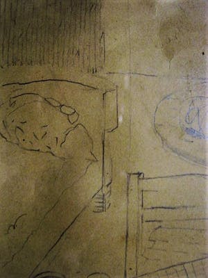 Bart Baele - Belgie - Doorleefde Kunst - Tekening - slapende Kat - gesigneerd 1997 kopen? Bied vanaf 1!