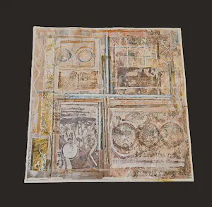 Marijke Stultiens - Limburgs (textiel) kunstenares - bijzondere jaren 90 papier- collage - gesigd. kopen? Bied vanaf 68!