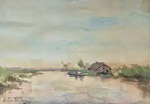 Willem Weissenbruch - aquarel op papier - visser, gesigneerd linksonder verkocht voor € 450!