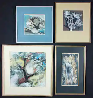 Albert Klijn - Gouache, Lot van vier werken - Ingelijst verkocht voor € 45!