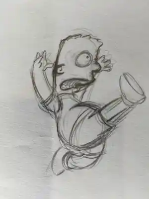 Matt Groening - originele productietekening The Simpsons, Bart, ingelijst + certificaat verkocht voor € 80!