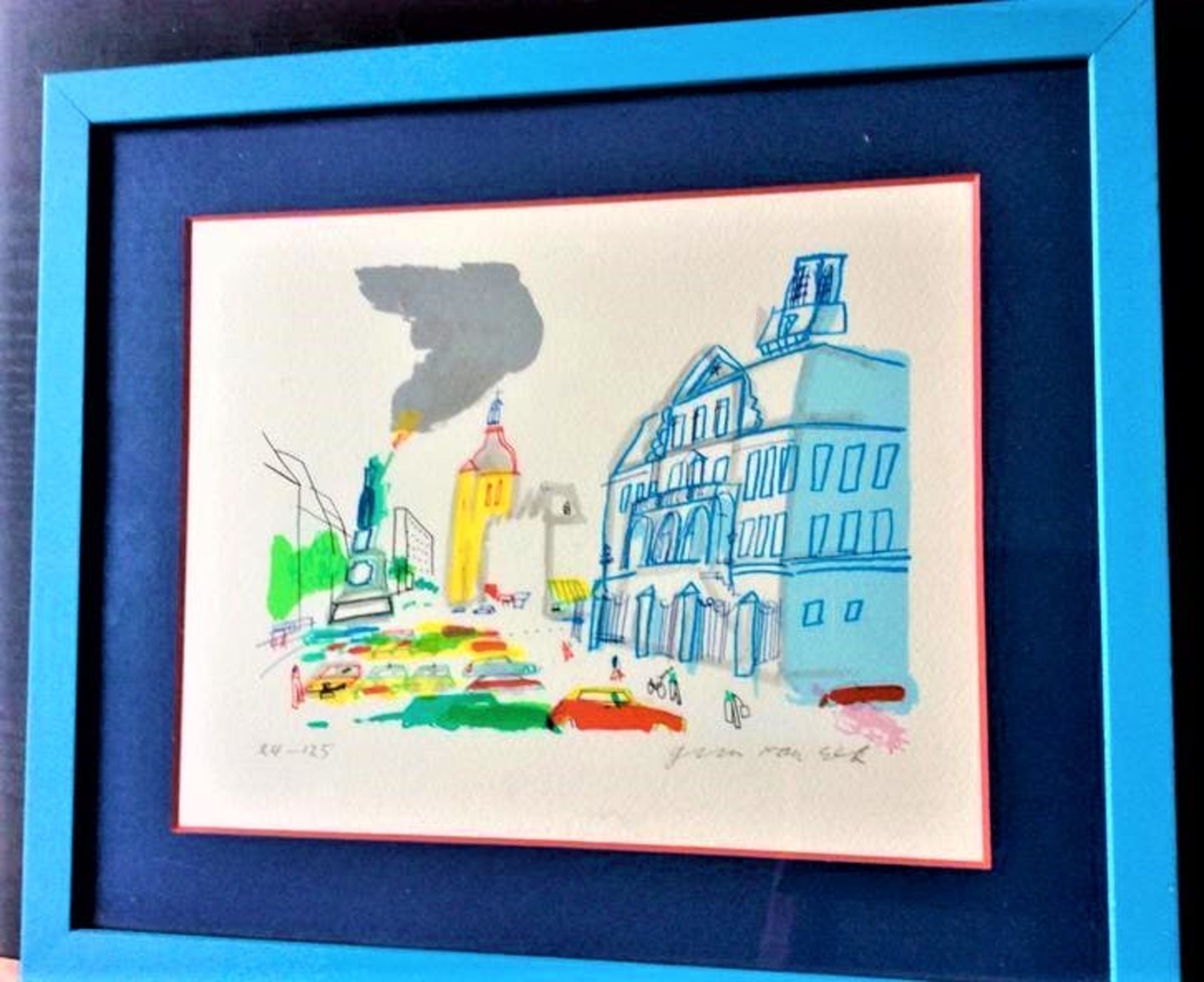 Guus van Eck - Markt Maastricht, ingelijst Verkocht | Kunstveiling.be
