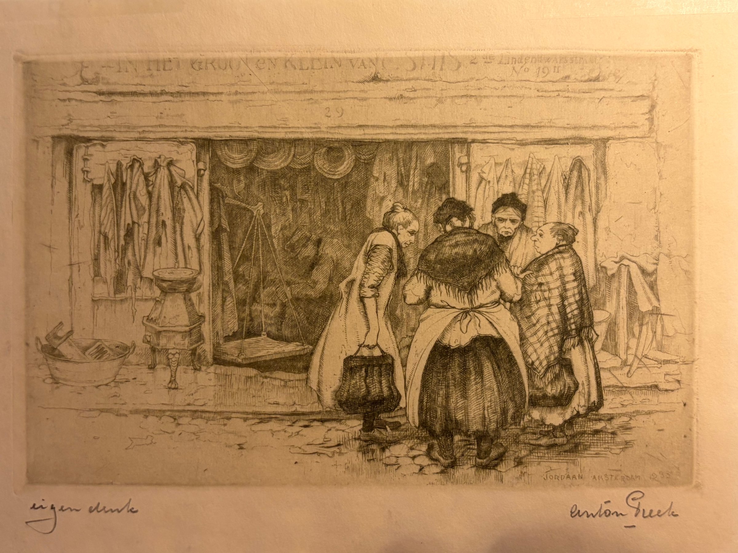 Anton Pieck - Buurtpraat, Willemstraat (1933) – Zeldzame EIGEN DRUK – Handgesigneerd kopen? Bied vanaf 299!