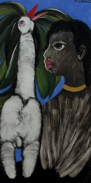 Ans Wortel - Ingelijste gouache: "Soms zit een vogel in de boom" kopen? Bied vanaf 225!