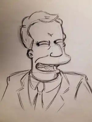 Matt Groening - originele productietekening The Simpsons, ingelijst verkocht voor € 55!