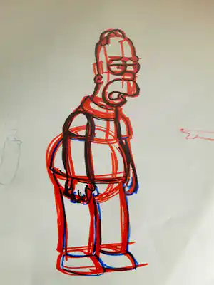 Matt Groening - originele productietekening The Simpsons, ingelijst + Certificaat verkocht voor € 100!