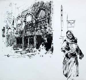 Gerard Adolfs - Inkt op papier: oosterse stad verkocht voor € 75!