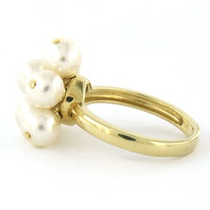 14k geel gouden ring bezet met zoetwater parels - ringmaat 17.25(54) kopen? Bied vanaf 250!