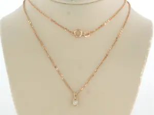 14k rosé gouden collier en solitair hanger met briljant geslepen diamant 0.10ct kopen? Bied vanaf 220!