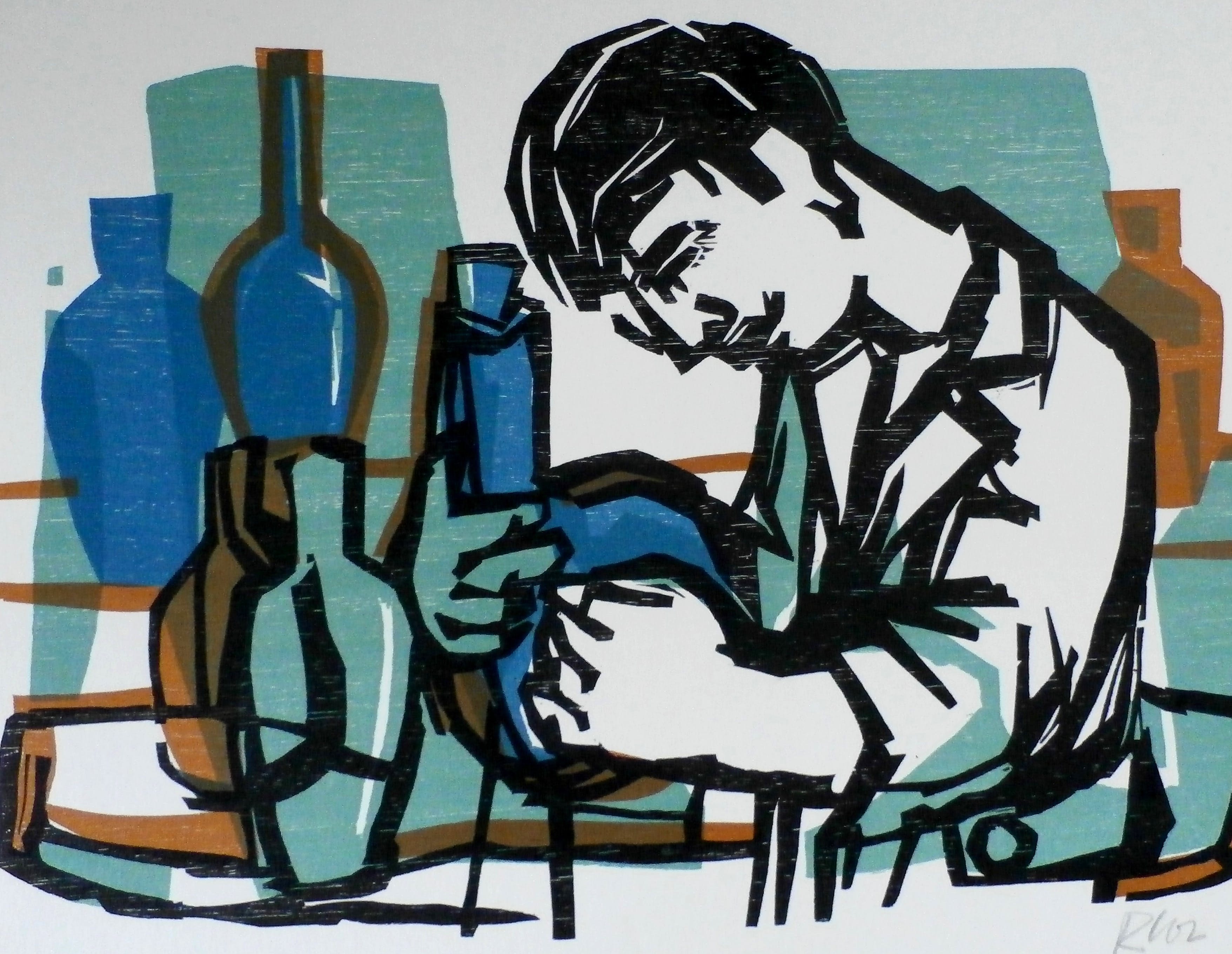 Rob Cox - houtsnede: graveerder (beroepenserie) - 1961 verkocht voor € 35!