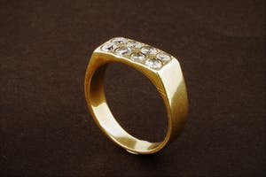 Diamanten geelgouden pavé herenring - 8 stenen tot. ca. 1.40ct - 14k geelgoud kopen? Bied vanaf 460!