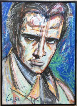 Niet of onleesbaar gesigneerd - portret in street art | pastel-/krijttekening - ingelijst kopen? Bied vanaf 1!