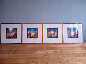 Andrew Aue - Vier acryl schilderijen in de TheatreArt serie verkocht voor € 100!