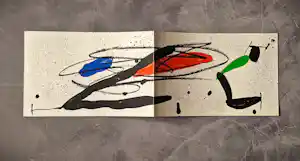 Joan Miro - De originele 1973 uitnodiging + kleuren litho Galerie Maeght "Sobreteixims" verkocht voor € 41!