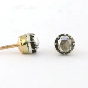 18k goud en zilver solitair oorknoppen met roos geslepen diamant tot. 0,50ct kopen? Bied vanaf 585!