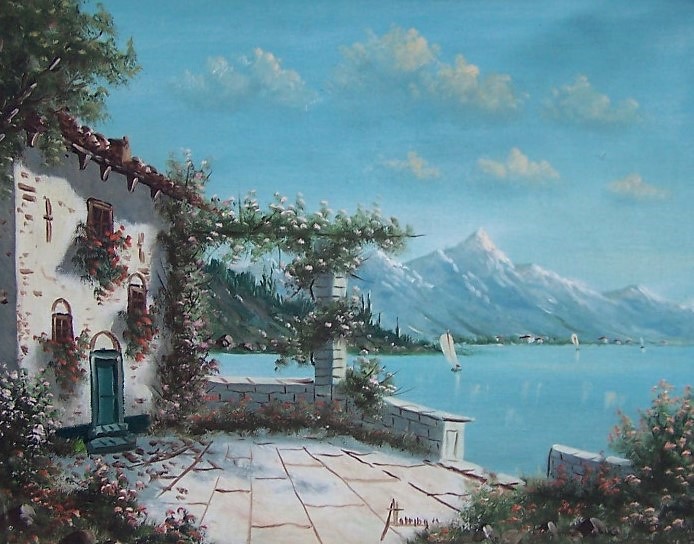 Albert Torringa - Mediterraans landschap. verkocht voor € 60!