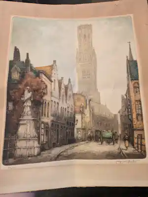 Alfred van Neste - Stadtansicht von Brügge – Radierung/Aquatinta, handsigniert und nummeriert kopen? Bied vanaf 20!