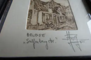 Yvan Royon - Originele miniatuur ets met een tafereel uit Brugge kopen? Bied vanaf 30!