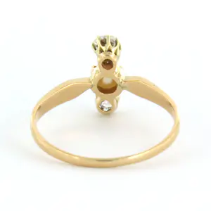 14k gouden ring bezet met parel en oud Amsterdams geslepen diamant tot. 0,30ct kopen? Bied vanaf 410!