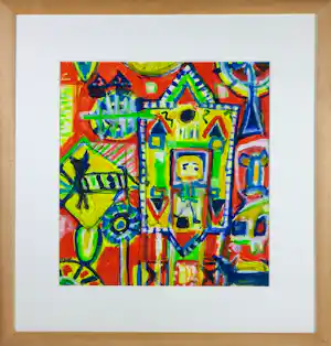 Gertie Janssen - Gouache en potlood op papier, Zonder titel - Ingelijst kopen? Bied vanaf 50!