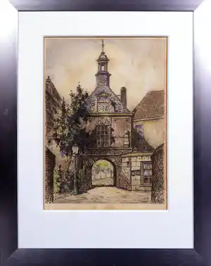 Johan Ponsioen - Ets, Waterpoort Tiel verkocht voor € 3!