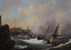 Govert van Emmerik - Schepen op een woeste zee kopen? Bied vanaf 500!
