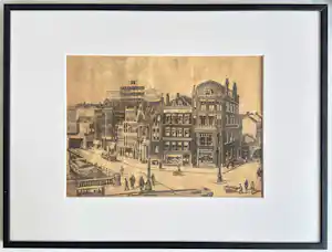 Marius Janssen - Vooroorlogse ets Hofplein Rotterdam (ca. 1915–1925) verkocht voor € 30!