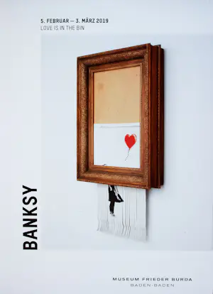 Banksy - 'Love is in the Bin' ('Girl with Balloon') - Burda Museum, 2019 - Originalplakat kopen? Bied vanaf 180!