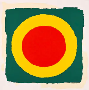 Bram Bogart - Zonder titel (rood/geel/groen) kopen? Bied vanaf 895!