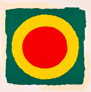 Bram Bogart - Zonder titel (rood/geel/groen) kopen? Bied vanaf 895!
