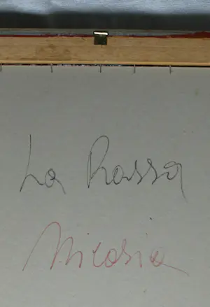 Niet of onleesbaar gesigneerd - Olieverf op krant , La Rossa (‘De roodharige’) – Ingelijst kopen? Bied vanaf 1!