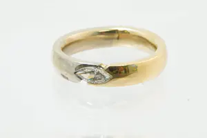 80 - Moderne 14 karaat bi colour gouden solitair ring met ca 0.25 crt diamant kopen? Bied vanaf 520!