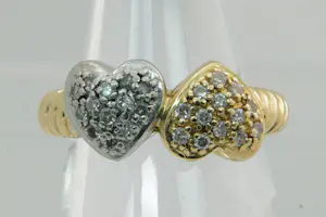 35- Chique bi-color goud (18 krt) platina & diamanten (0.30ct) HART ring kopen? Bied vanaf 190!