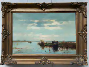 Willem Weissenbruch - Visser op een Hollandse plas verkocht voor € 1250!