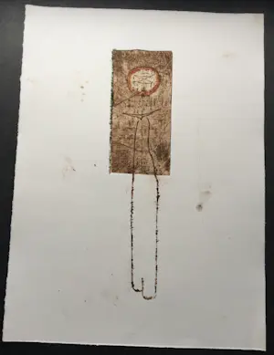 Niet of onleesbaar gesigneerd - kleurets en inkttekening van staand figuur kopen? Bied vanaf 10!