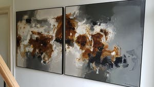 Machiel Hopman - Abstracte compositie tweeluik (groot) kopen? Bied vanaf 650!