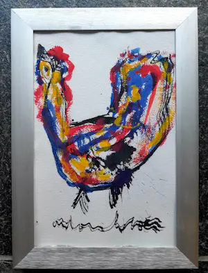 Anton Heyboer - Kip - Gemengde Techniek 1995 - 36 x 25 cm - ingelijst kopen? Bied vanaf 125!