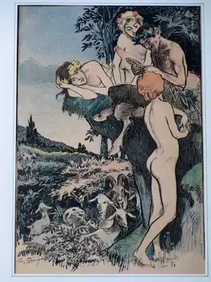 Paul Balluriau - Pan en de Nimfen - Litho verkocht voor € 50!