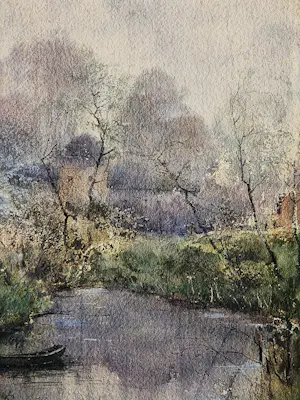 Paul Themon - 19e eeuwse Belgische Aquarel "afgemeerde boot in landschap" gesigneerd kopen? Bied vanaf 41!