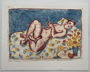 Eddy Varekamp - aquarel op Japans papier | 'Model 8' | 1986 kopen? Bied vanaf 80!