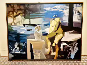 Calin Beloescu - Roemeens magisch Realist - GROOT olieverf "Mediterana" - gesigneerd verkocht voor € 180!