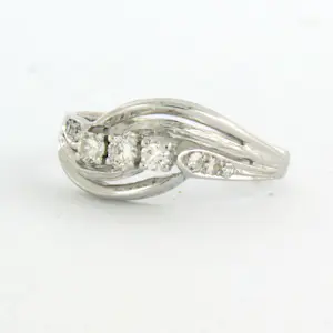 14k witgouden ring bezet met briljant en single cut geslepen diamant tot. 0.35ct kopen? Bied vanaf 625!
